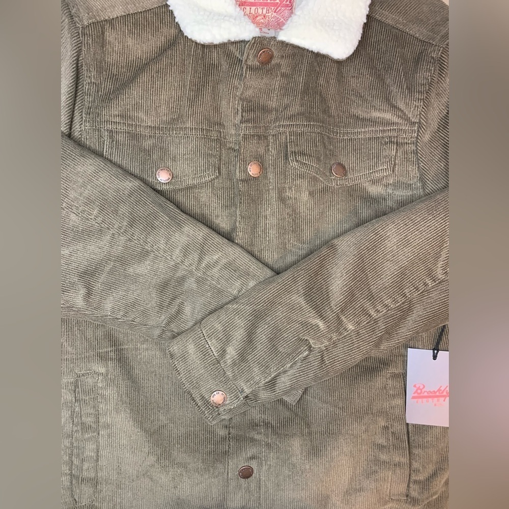 Brooklyn Cloth Mens Sherpa Lined Corduroy Trucker Jacket in Olive SZ S N… - Picture 6 of 12